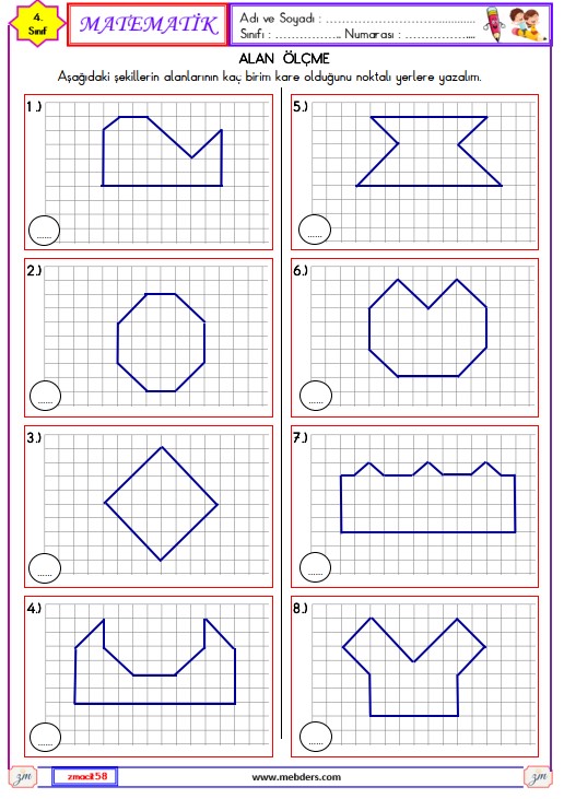 4. Sınıf Matematik Alan Ölçme Ettkinliği 2