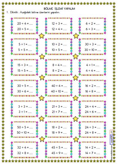 2. Sınıf Matematik Bölme İşlemi Etkinliği 9