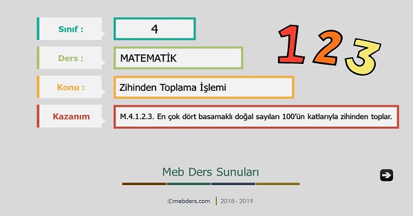 4.Sınıf Matematik Zihinden Toplama İşlemi Sunusu