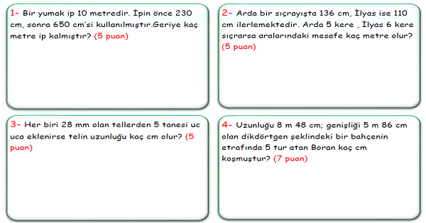 4.Sınıf Matematik Uzunluk Ölçüleri Problemleri-1