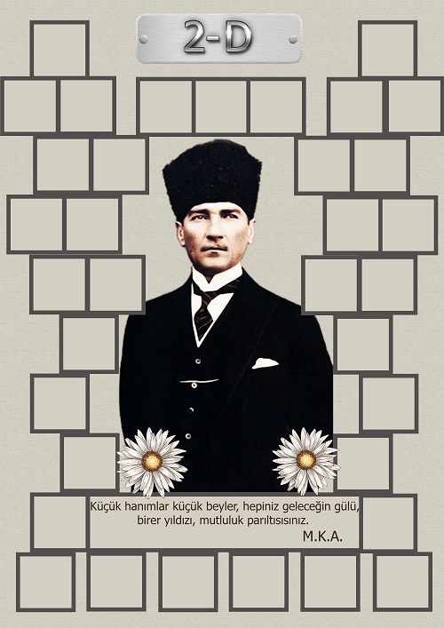 Model 15, 2D şubesi için Atatürk temalı, fotoğraf eklemeli kapı süslemesi - 35 öğrencilik