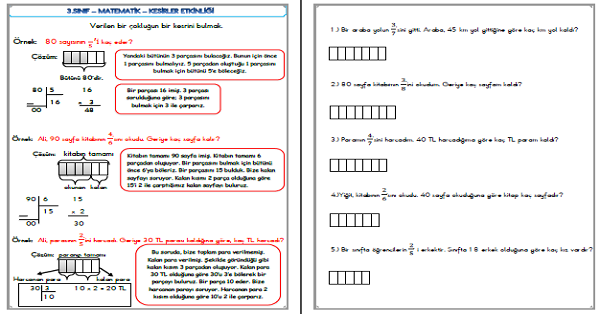 3.Sınıf - Matematik Bir Çokluğun Belirtilen Kesir Kadarını Bulma