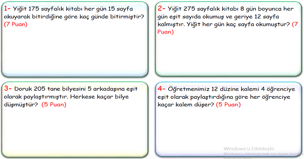 4.Sınıf Matematik Bölme İşlemi Problemleri-1