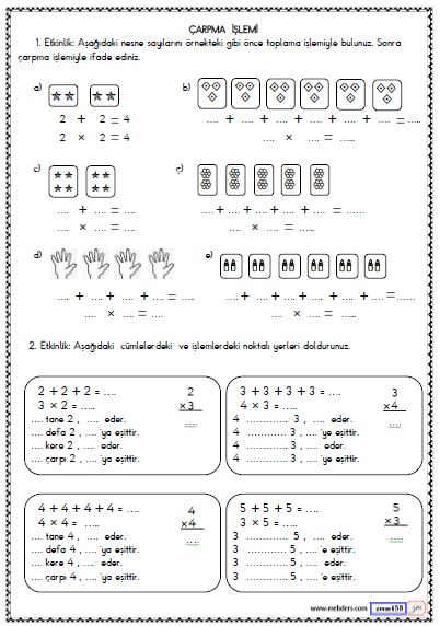 2. Sınıf Matematik Çarpma İşlemi Etkinliği 2