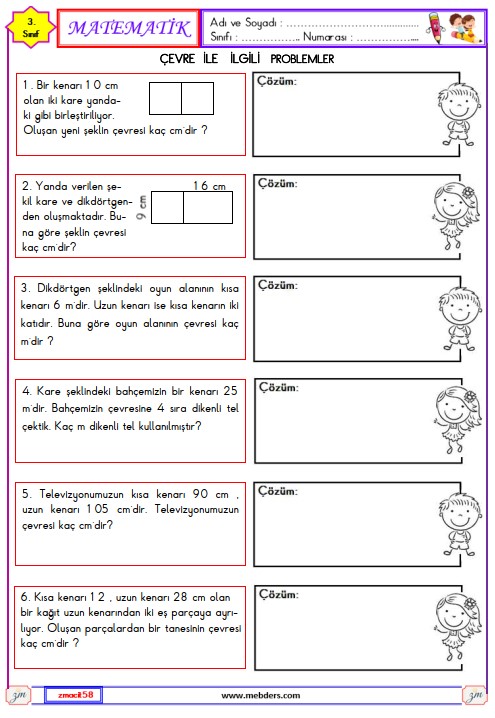 3. Sınıf Matematik Çevre ile İlgili Problemler Etkinliği 7