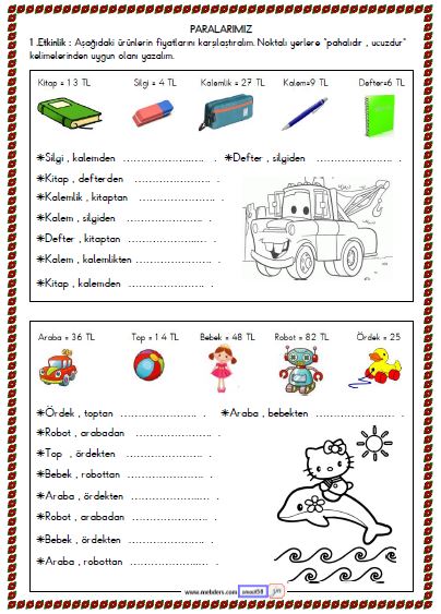 2. Sınıf Matematik Paralarımız Etkinliği 9