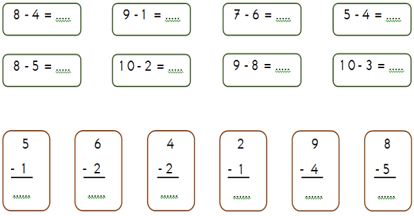 1.Sınıf Matematik Çıkarma İşlemi Etkinliği 1