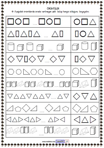 1. Sınıf Matematik Örüntüler Etkinliği 9