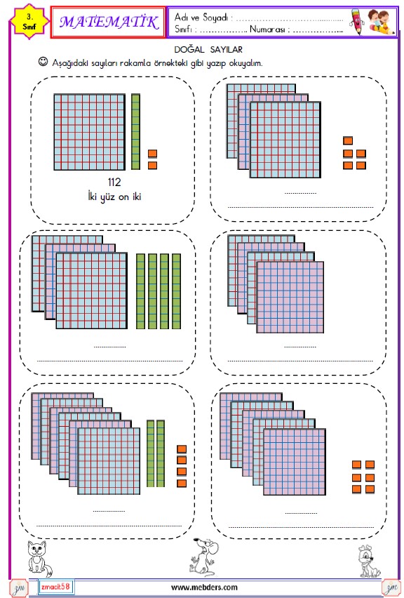 3. Sınıf Matematik Doğal Sayıları Okuma ve Yazma Etkinliği 4