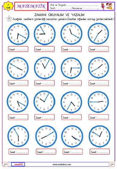 3. Sınıf Matematik Zamanı Okuyalım ve Yazalım Etkinliği 4