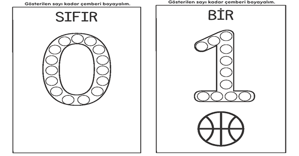 1.Sınıf Matematik Rakamlar 0-10 Şekilli Boyamalı Afiş (Renksiz)