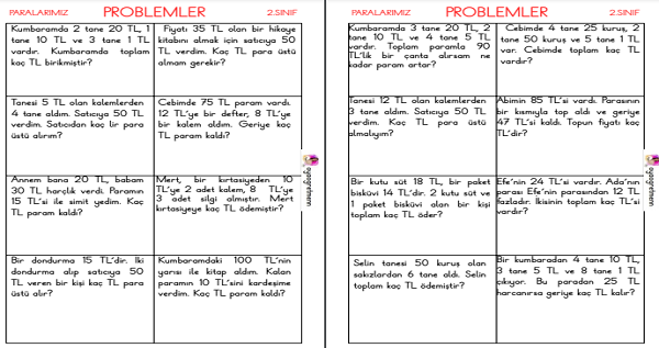 2. Sınıf Matematik Para Pronlemleri-9