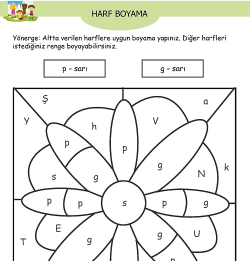 Çiçek Harf Boyama Etkinliği