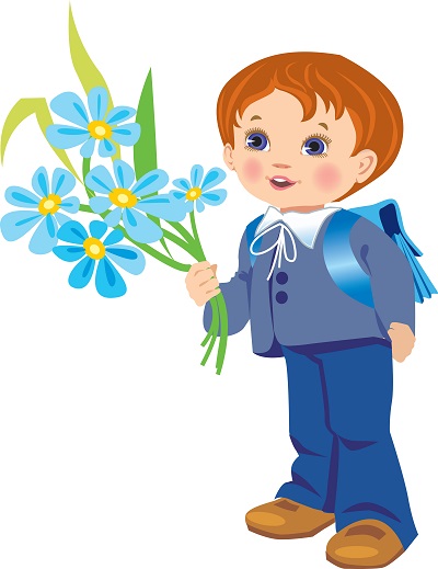 Clipart elinde çiçek buketiyle erkek çocuk png
