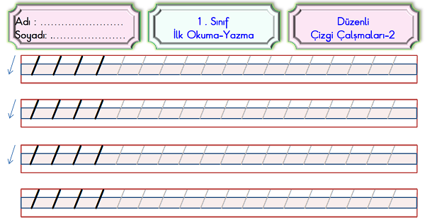 1.Sınıf İlk Okuma Yazma Düzenli Çizgi Çalışmaları Etkinliği 2