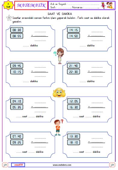 3. Sınıf Matematik Zamanı Okuyalım ve Yazalım  Etkinliği 12