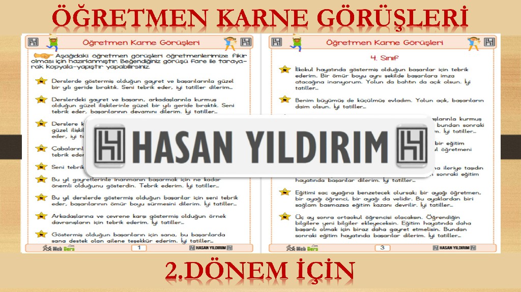 Öğretmen Karne Görüşleri (2.Dönem İçin)