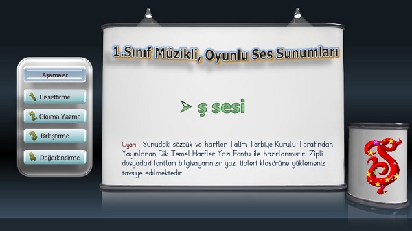 1.Sınıf İlkokuma Müzikli, Animasyonlu ş Sesi Sunusu