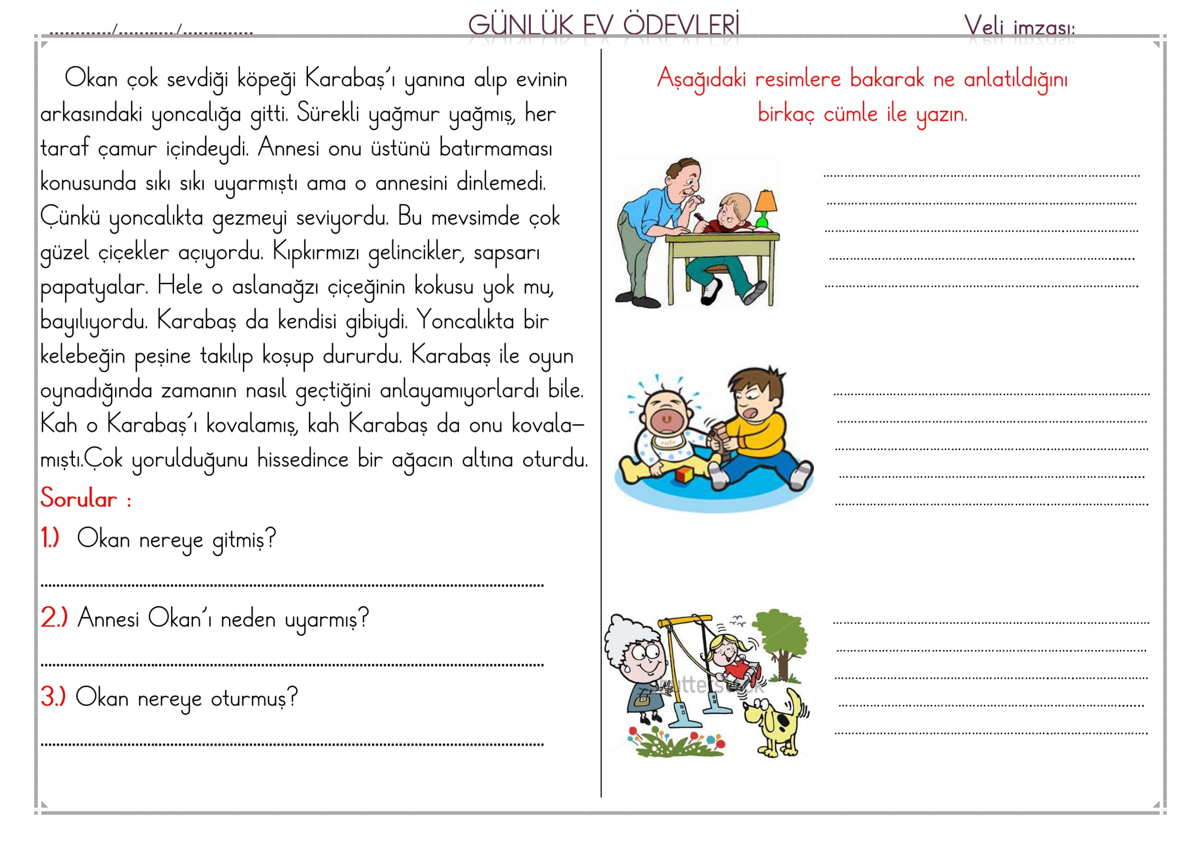 1.Sınıf 28 Mart 2025 Günlük Ev Ödevi