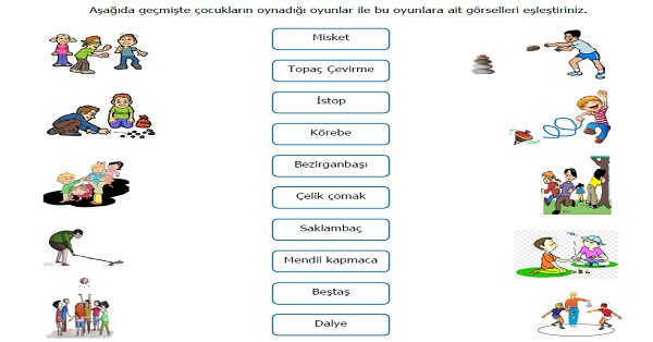 4.Sınıf Sosyal Bilgiler Geçmişten Bugüne Çocuk Oyunları Etkinliği