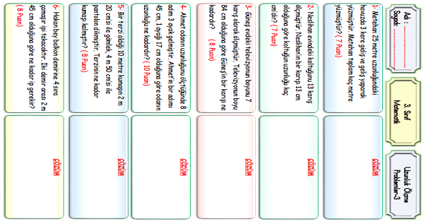 3.Sınıf Matematik Uzunluk Ölçme Problemleri-3