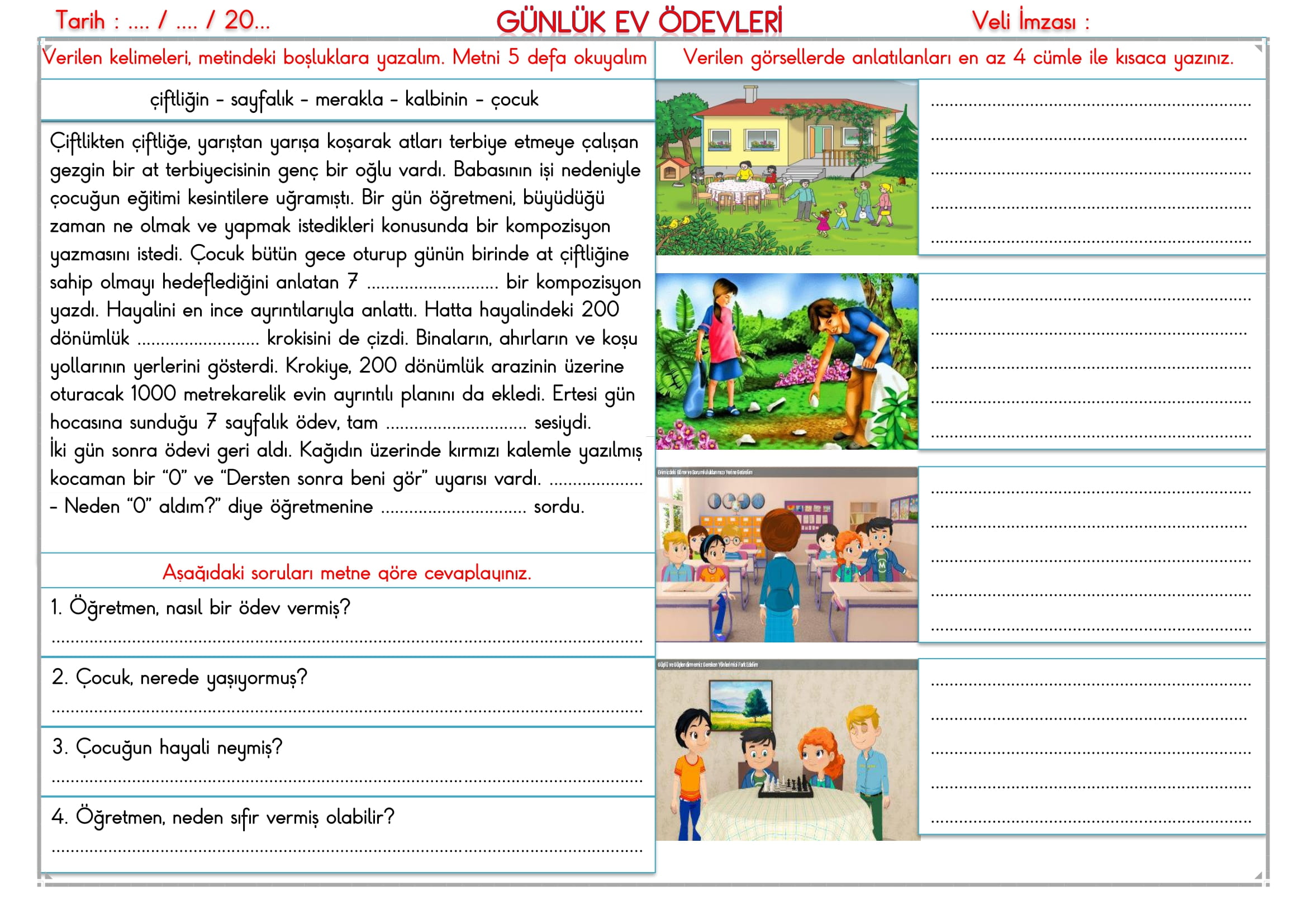 2.Sınıf - 30 Aralık 2025 Günlük Ev Ödevleri