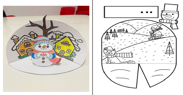 Kış Görselli Boya-Kes-Yapıştır Etkinlikleri