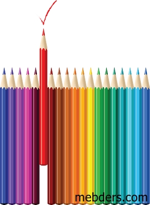 Renkli boya kalemlerinden kırmızının etkisi resmi png
