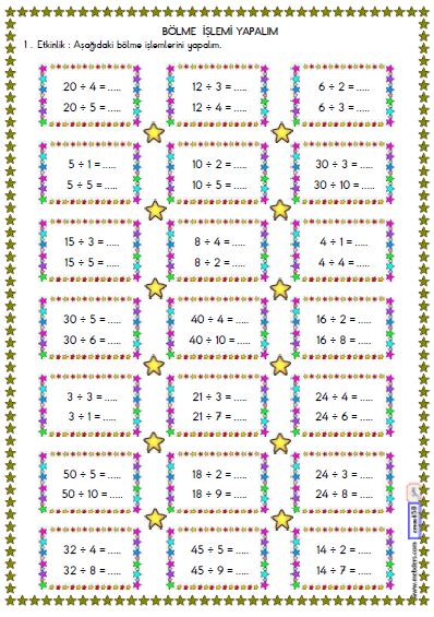 2. Sınıf Matematik Bölme İşlemi Etkinliği 9