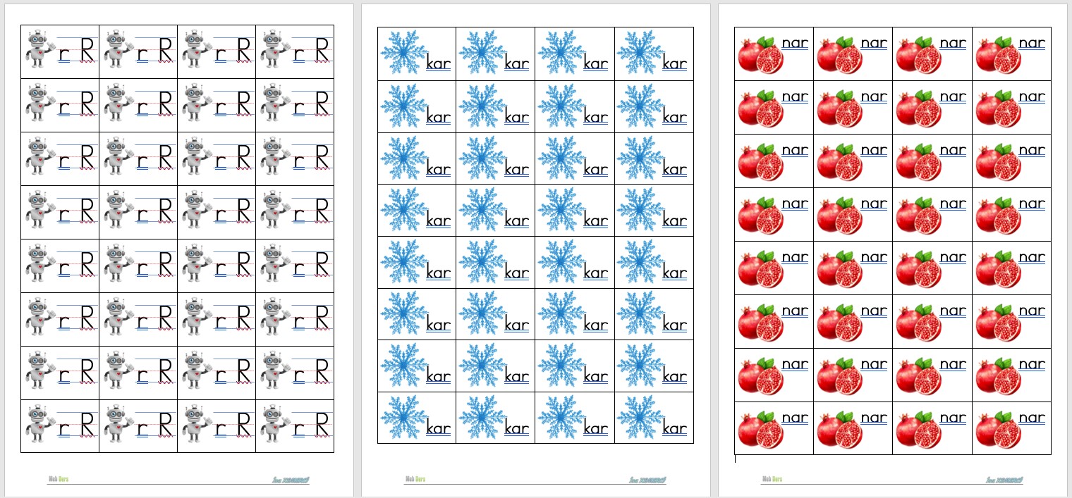1. Sınıf İl Okuma Yazma R Sesi İnteraktif Defter Çalışması