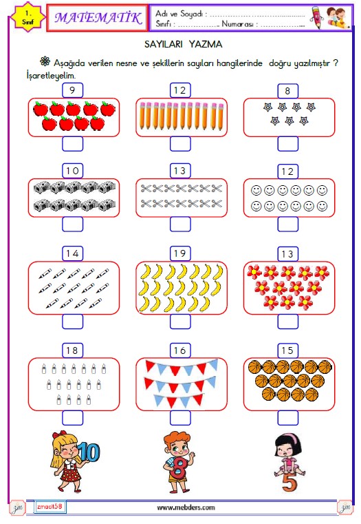 1. Sınıf Matematik Sayıları Yazma Etkinliği 2