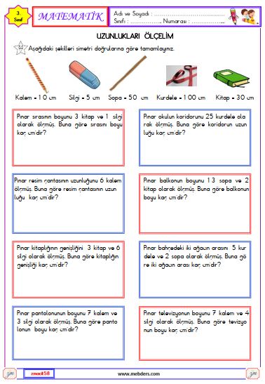 3. Sınıf Matematik Uzunlukları Ölçelim Etkinliği 1