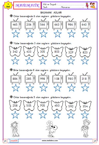 3. Sınıf Matematik Basamak Adları Etkinliği 2