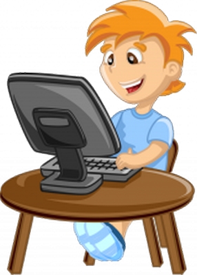 Clipart bilgisayar başında oturan erkek çocuk resmi png