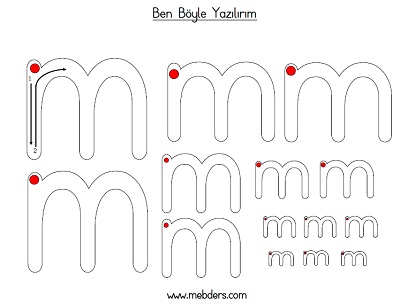 Küçük m harfi ben böyle yazılırım etkinliği