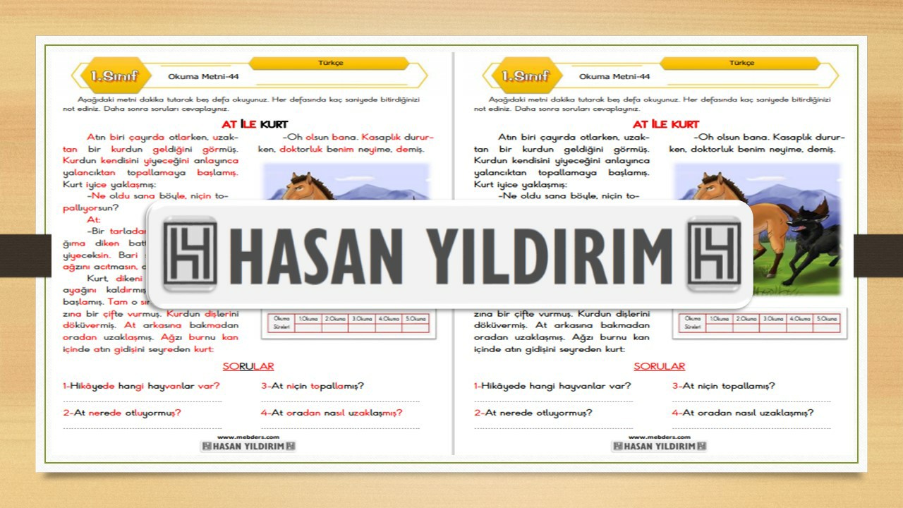 1.Sınıf Türkçe Okuma Metni-44 (At ile Kurt)