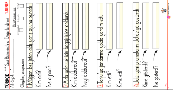 1. Sınıf İlk Okuma Yazma J-j Sesi 5N 1K Etkinliği