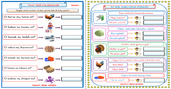 1. Sınıf İlk Okuma Yazma H-h Sesi Soru Cevap ve Mi-Mü Etkinliği