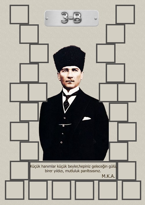 Model 15, 3B şubesi için Atatürk temalı, fotoğraf eklemeli kapı süslemesi - 26 öğrencilik