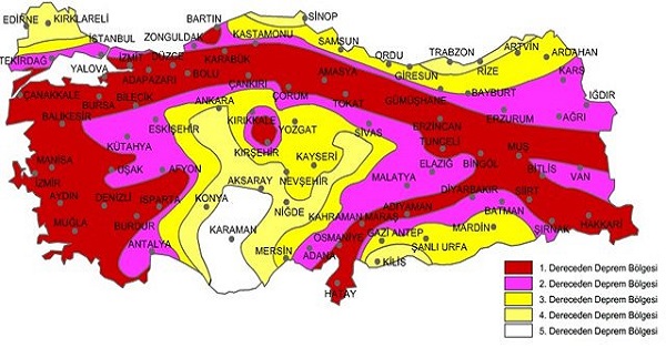 Türkiye Deprem Bölgesi Haritası 2