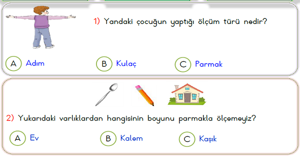 1.Sınıf Matematik Uzunluk Ölçüleri Yaprak Test-1