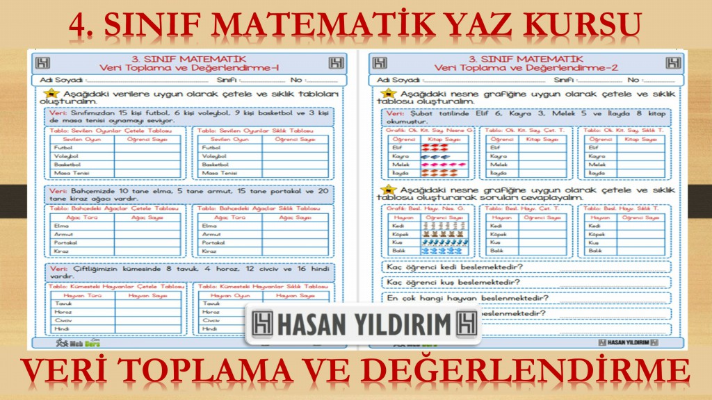 4.Sınıf Matematik Yaz Kursu - Veri Toplama ve Değerlendirme (3.Sınıf Tekrarı)