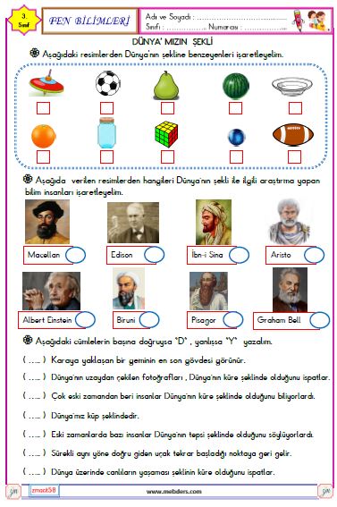 3.Sınıf Fen Bilimleri Dünya'mızın Şekli Etkinliği