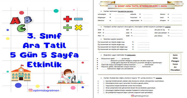 3. Sınıf Kasım Ara Tatil Etkinlikleri