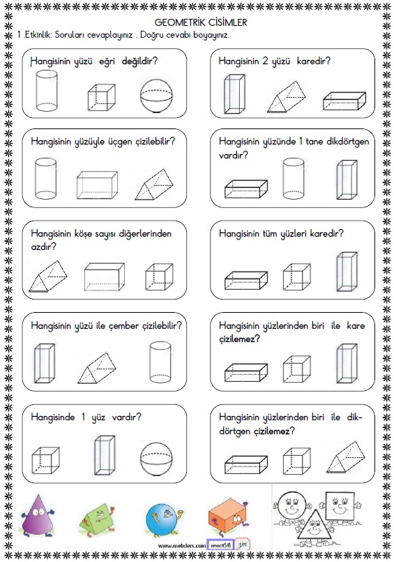 2. Sınıf Matematik Geometrik Cisimler Etkinliği 4