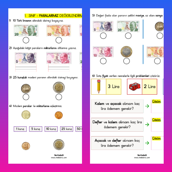 1. Sınıf Matematik Paralarımız Etkinliği