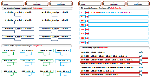 3. Sınıf Matematik Sayılarda Çözümleme Etkinliği 3