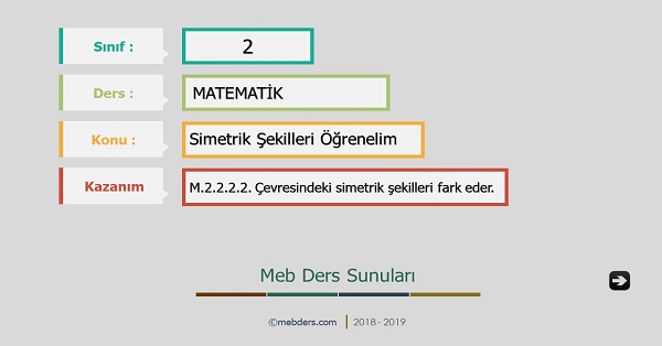 2.Sınıf Matematik Simetrik Şekilleri Öğrenelim Sunusu