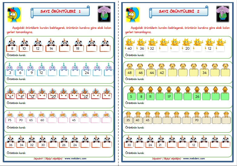 2.Sınıf Matematik Sayı Örüntüleri  1-2