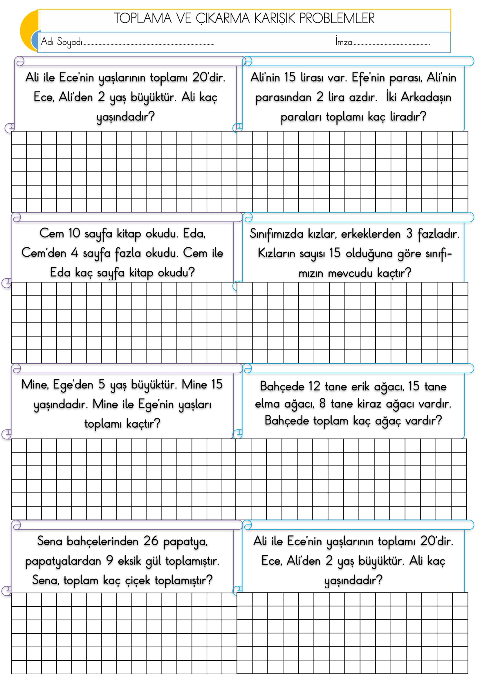 2.Sınıf - Matematik - Toplama ve Çıkarma Karışık Problemler-6
